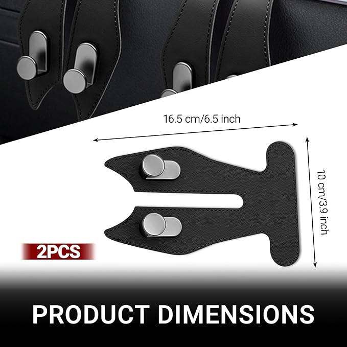 Guyakysk 2 Pack Black Purse Hook for Car Co-Pilot Glovebox, Self-Adhesive Car Glove Box Bag Hanger Holder Leather, Universal Interior Seat Back Storage Hook Accessories for Umbrella (Double)
