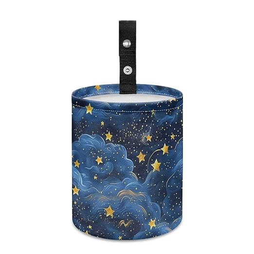Blue Star Car Carbage Bag Hanging Cute Car Trash Bag with Leak Proof Inside Liner and Hanging Strap Road Trip Must Haves for Kids