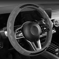 SEG Direct Car Steering Wheel Cover Medium Size 14 1/2"-15" Embossed Microfiber Leather with Carbon Fiber Pattern Gray