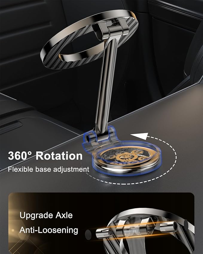 Magnetic Phone Holder for Car: for MagSafe Mount 360° Rotation - Ultra-Strong Magnets Car Phone Holder- All-Metal Cell Phone Holder for iPhone 16/15/14/13/12 Series