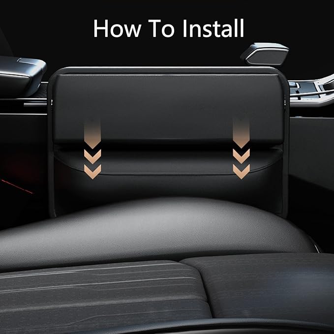 K LAKEY Car Seat Gap Filler Organizer,2 Packs Premium PU Leather Storage Box No Slip Pad Compatible with Phone Key Wallet Phone Sunglasses Pockets Seat Catcher Holders Console Side Organizers
