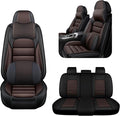 AREKA 5 Car Seat Covers for Honda Civic 2002-2026 Breathable Leather,Waterproof Car Seat Protectors with Comfort Headrest Pillows,Automotive Vehicle Cushion with Storage Pockets (Luxury,Brown)