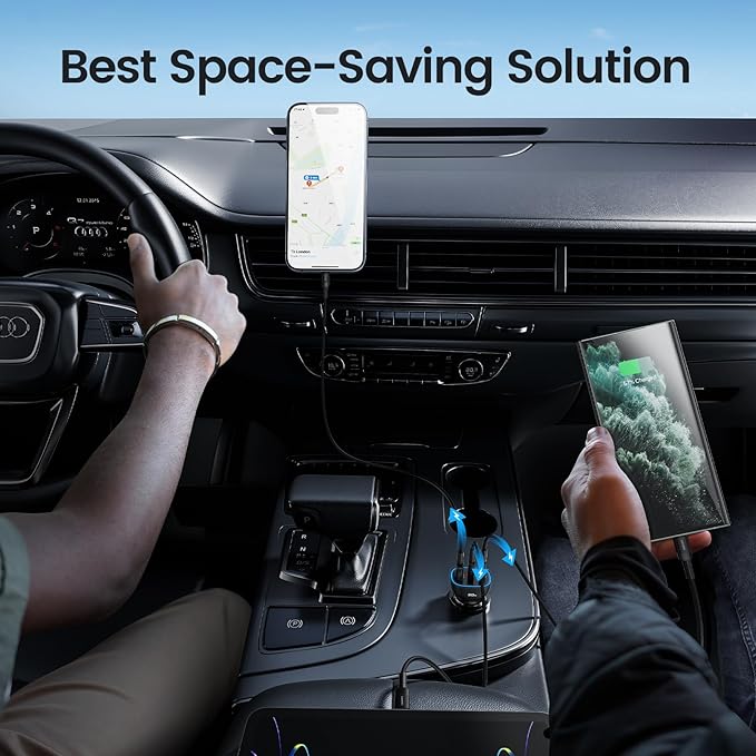 80W USB C Car Charger, 3-Port Cigarette Lighter USB Charger Adapter, QC&PD Type C Car Charger Adapter Fast Charging for iPhone 15/14/13/12 Pro Max Samsung Galaxy S23/22/21 Pixel iPad Pro
