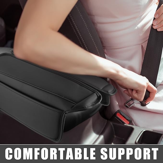 Car Center Console Armrest Cushion Soft Pad Arm Rest Cover Support Black for Nissan Rogue 2021 2022 2023 (Pack of 2)