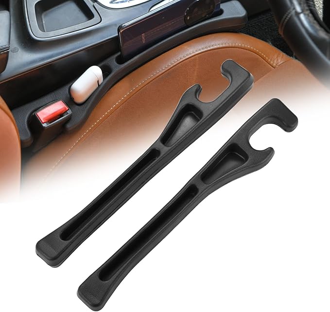 ANABIUP 2 Pack Car Seat Gap Filler, PU Leather Universal Fit for Cars Trucks SUVs, Gap Stopper Between Seat & Console with Storage Organizer, Stop Items from Dropping (Black)