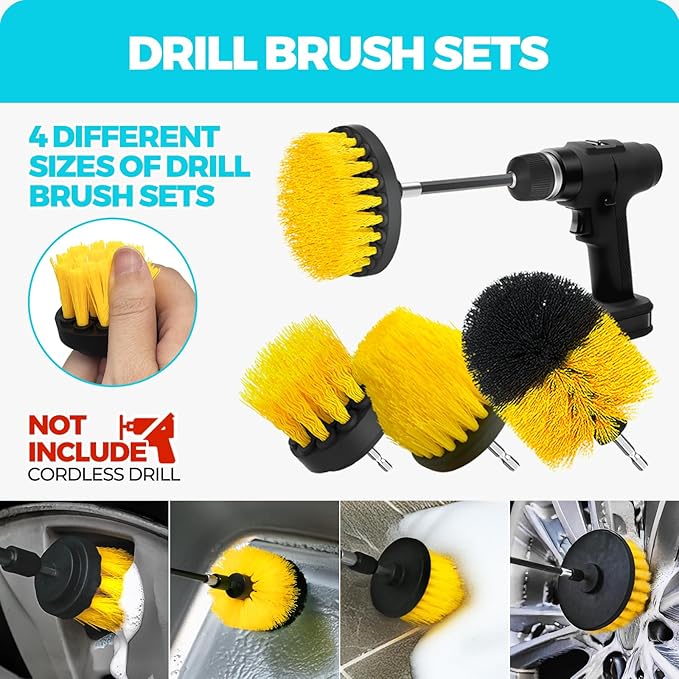 30Pcs Car Detailing Kit, Car Wash Cleaning Kit, Auto Detailing Drill Brush Set, Car Cleaning Gel, Car Cleaning Supplies for Interior, Exterior, Wheels, Windows