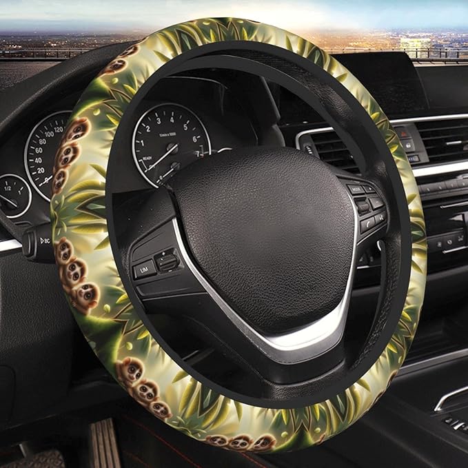 Slow Loris Neoprene Steering Wheel Covers Women Men Car Accessories, Universal 15 Inch Fit Auto, Suvs, Truck