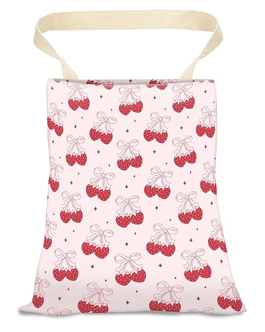 ANKVRP Car Trash Can, Durable Hanging Car Trash Garbage Bag, Cute Automotive Garbage Cans Organizer, Cute Pink Strawberry Bow