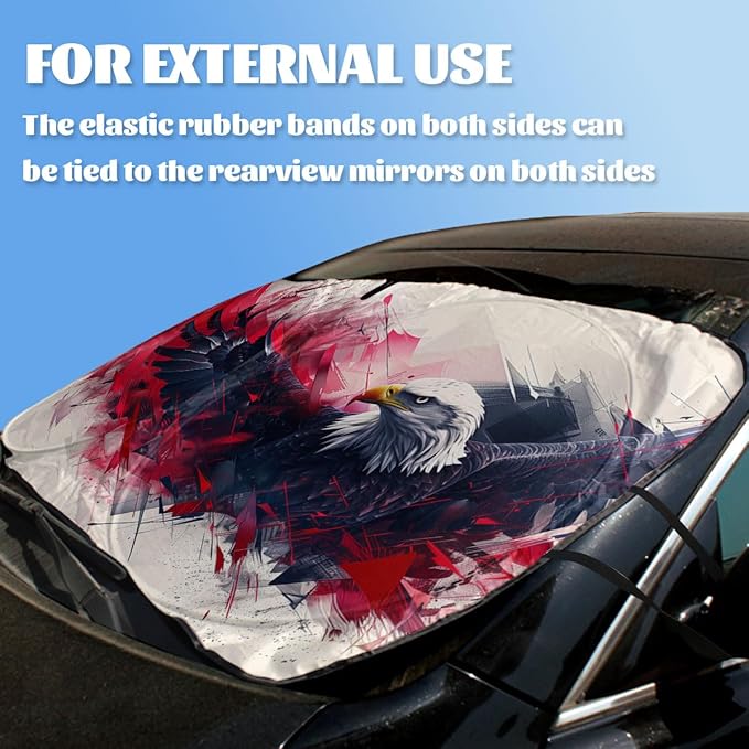 Eagle Car Window Sun Shield Abstract Red Art Winged Power Animals Front Window Sun Shade Blocks UV Rays Sun Visor Protector for Car Sedan Truck SUV Accessories 59" L x 31.5" W