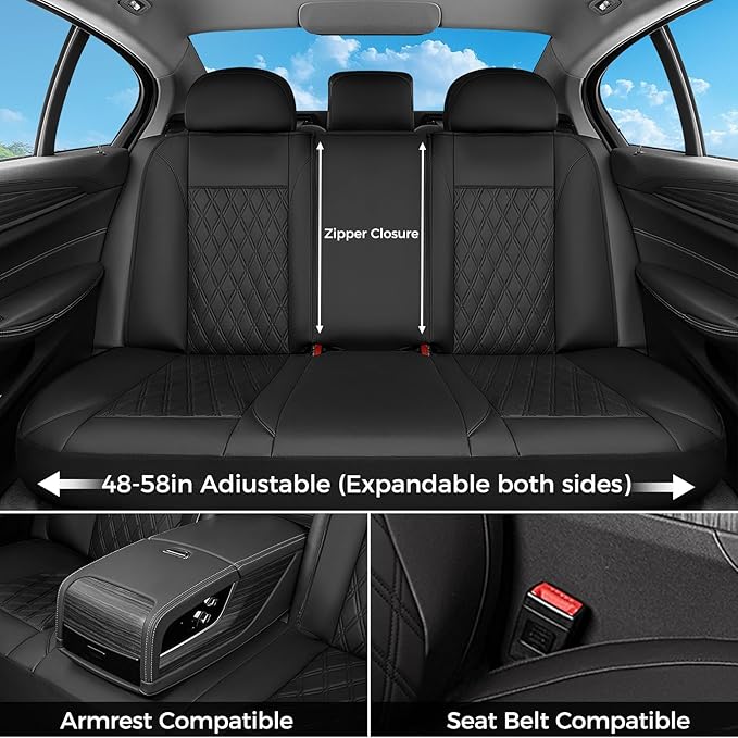 FLORICH Car Seat Covers Full Set, Leather Seat Covers for Cars, Car Seat Protector Waterproof Breathable, Universal Automotive Seat Covers, Front and Rear Car Seat Cover Fit for Most Sedans SUV Truck