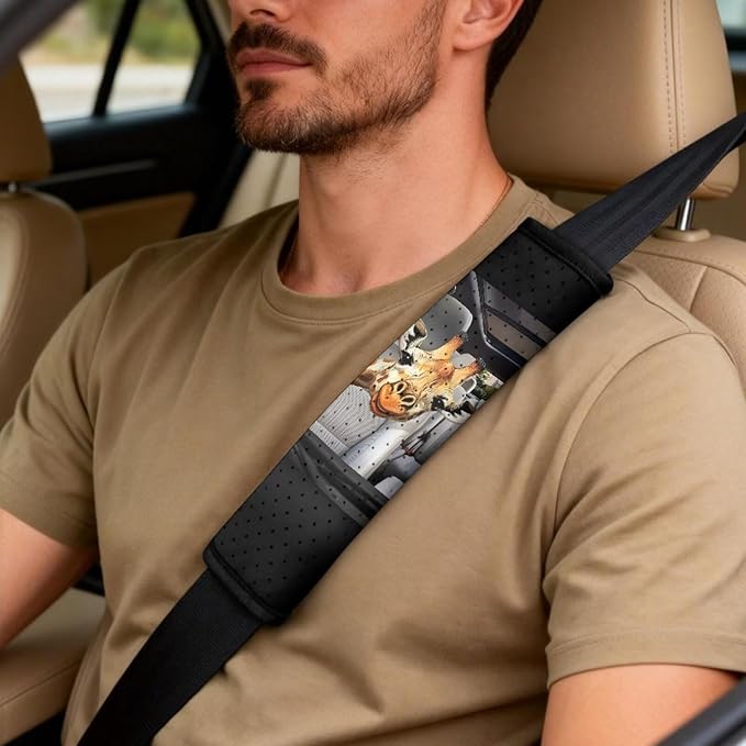 Qeluxign Funny Giraffe Car Accessories Set for Women Center Console Armrest Pad Seat Belt Cushion Universal Car Accessories for SUV Van Truck