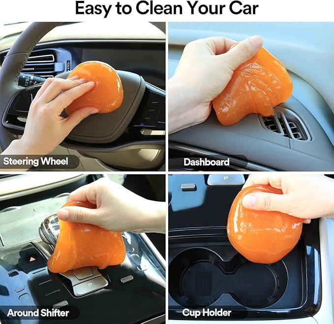 PULIDIKI Car Cleaning Gel Purple and Car Cleaning Putty Orange Bundle