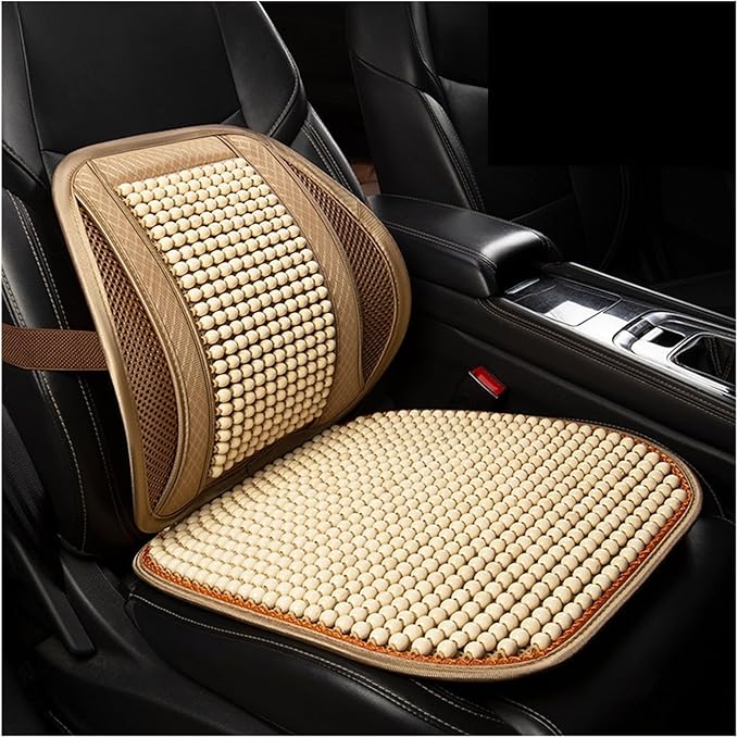 TOMSE Car Seat Chair Back Cushion for Toyota RAV4 Prime 2025, Wooden Beads Ventilate Mesh Lumbar Brace Strong Durable Relieve Fatigue Summer Interior Accessories,A-Backrest