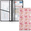 ALAZA Flamingo Leaves Pattern Car Registration and Insurance Card Holder Vehicle Glove Box Car Organizer Driver License Documents Holder Waller Case Organizers