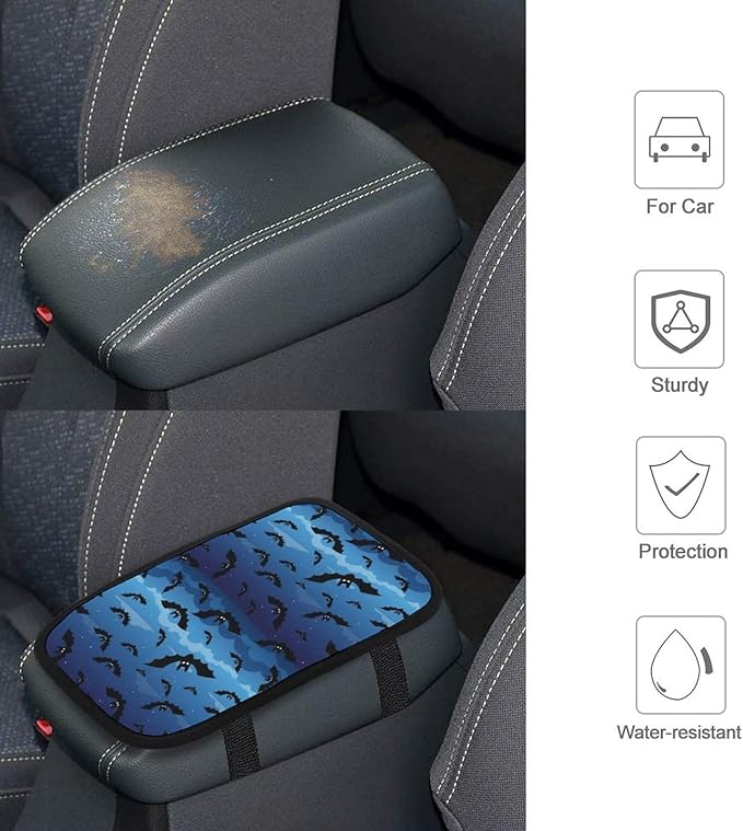 PPIKTC Universal Car Armrest Cover Bat, Soft Comfort Cushion for Auto Center Console, Handrail Box Mat, Fit for Most Cars