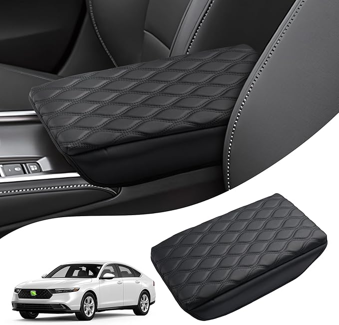 Autorder Center Console Cover for 2023-2025 2026 Honda Accord Accessories Armrest Cushion Cover Nappa Leather Middle Console Covers Accord Console Cushion Pad Anti-Scratch