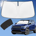 2025 Sun Shade Sunshade for Jeep Compass 2017-2024 2025 Windshield Cover, 4-Layer Front Window Shade Custom fit Compass Sun Visor 240T Retractable Shield Shade Blocks UV Rays Cooler Car Accessories