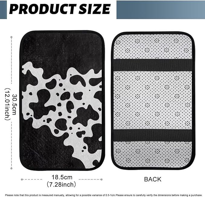 Bulopur Cow Print Armrest Cover Car Center Console Cover Flannel Armrest Cover Protec Car Center Console Cover Accessories Universal Car Interior Accessories Car Arm Rest Cover