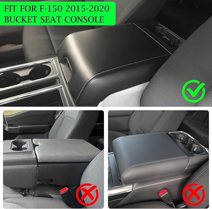 Center Console Cover for Ford F150 2015-2020, F250 F350 F450 2017-2022 and Expedition 2018-2024 Neoprene Armrest Box Cover Middle Console Cover Accessories, Bucket Seat Only