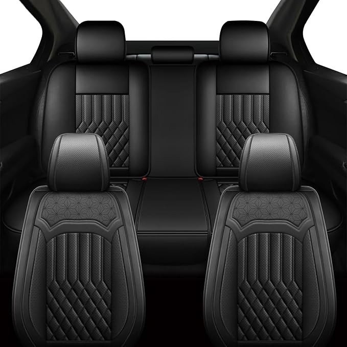 TTX Car Seat Covers Full Set Fit for Acura ZDX 2006-2022 Breathable Leather Seat Protector with Airbag Compatible Automotive 5 Seat Cushions Cover with Beautiful Patterns (Black)
