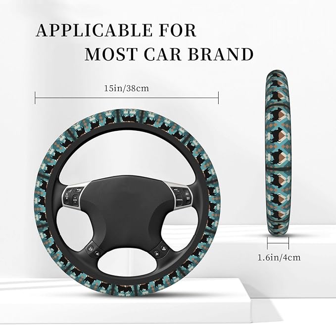 Scottish Terrier Universal Fit Steering Wheel Cover for Car, Truck, and SUV, Durable Steering Wheel Protection