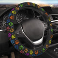 Dog Paw Print Steering Wheel Cover Women Men Elastic Stretch Soft Car Wheel Protector Universal Breathable No-Slip Car Accessories for Truck Van SUV Auto Fit 14-15 Inches