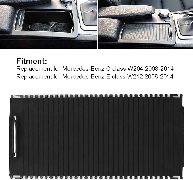Center Console Roller Blind,Center Console Slide Roller Cup Holder Blind Cover A20468076079051 Replacement for Benz W204 W212(Black)
