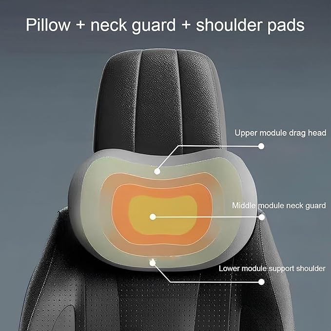 New Car Headrest & Lumbar Support Cushion for Hyundai Santa Fe 2001-2024, Ergonomic Memory Foam Seat Headrest Neck Rest Cushion Breathable Removable Cover for Neck Back Relief,D/Blue