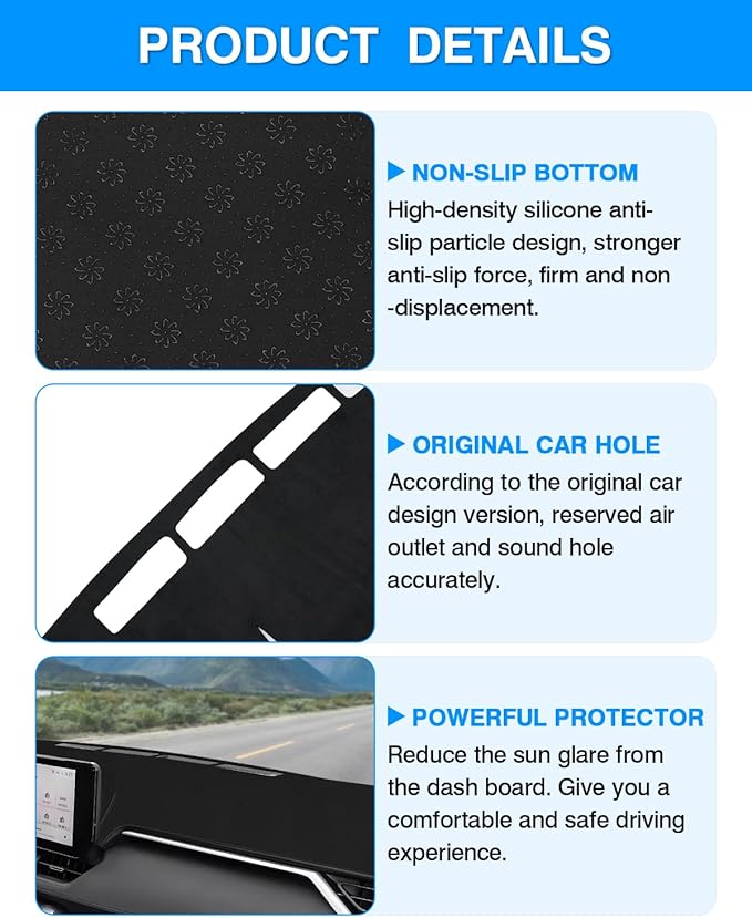 Cartist Dashboard Cover Mat for 2019-2022 2023 2024 2025 Toyota RAV4 Accessories Dash Cover Suede Dash Mat Sunshade Glare UV Rays Protector