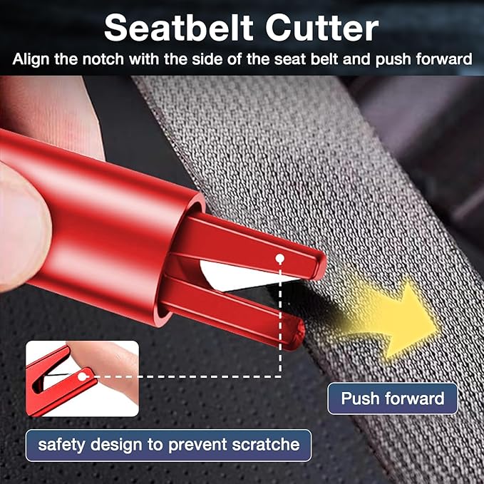 MOTORBUDDY Car Window Breaker Tool, 2-in-1 Window Breaker Seatbelt Cutter, Emergency Glass Breaker and Auto Escape Tool，Car Accessories for Women