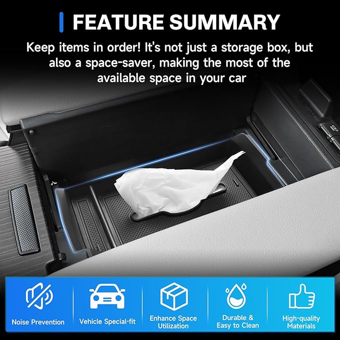 SXCY for 2025 2026 Toyota Sienna Center Console Organizer for Toyota Sienna 2021-2025 2026 Center Console Tray 2024-2026 Sienna Accessories Tissue Tray Paper Towel Organizer Enhanced Tissue Storage