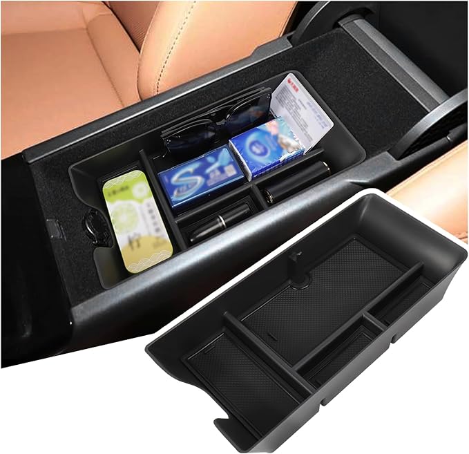 Sinminou Center Console Organizer Compatible with 2025-2026 Toyota Camry Accessories, Armrest Storage Box Glove Organizer Tray Secondary Insert with Coin and Sunglasses Holder