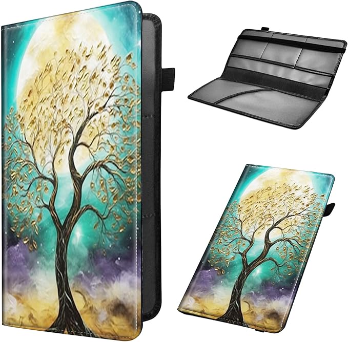 Mxfdegf Car Registration and Insurance Holder, Leather Car Glove Box Organizer, Cool Car Accessories for ID, Driver's License Cards & Essential Document,business cards,Men&Women,for Women Girls