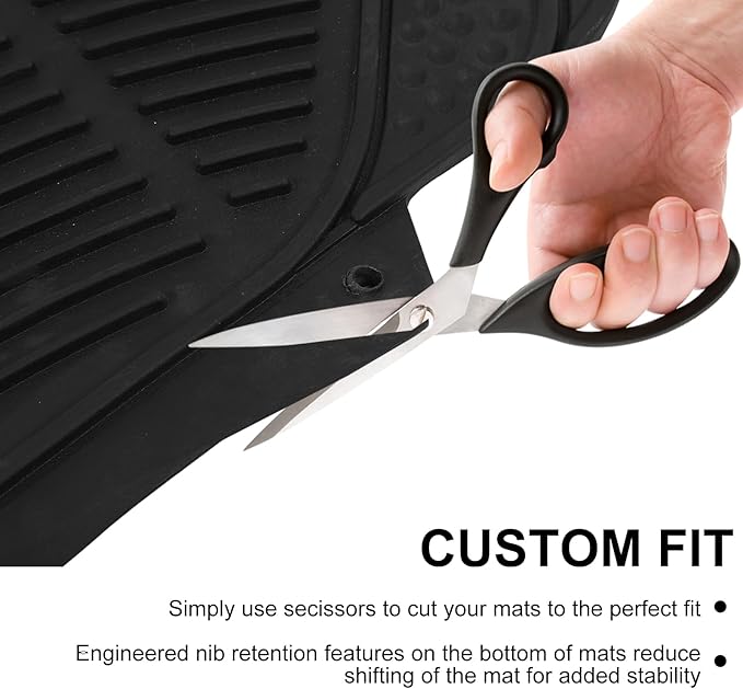 3 Pieces Universal Trim-to Fit Automotive Floor Mats Waterproof All Weather Car Mats Heavy Duty Rubber Car Mats for Cars Sedans SUVs Trucks