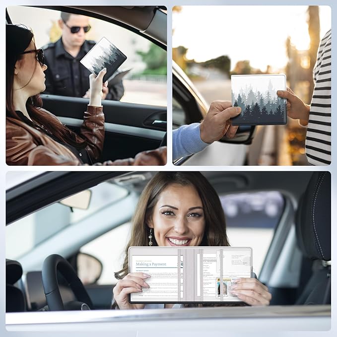 Pisypox Car Registration and Insurance Card Holder，Vehicle Glove Box Car Organizer，Accessories Case for Storing Driving Licences, Cards, Documents