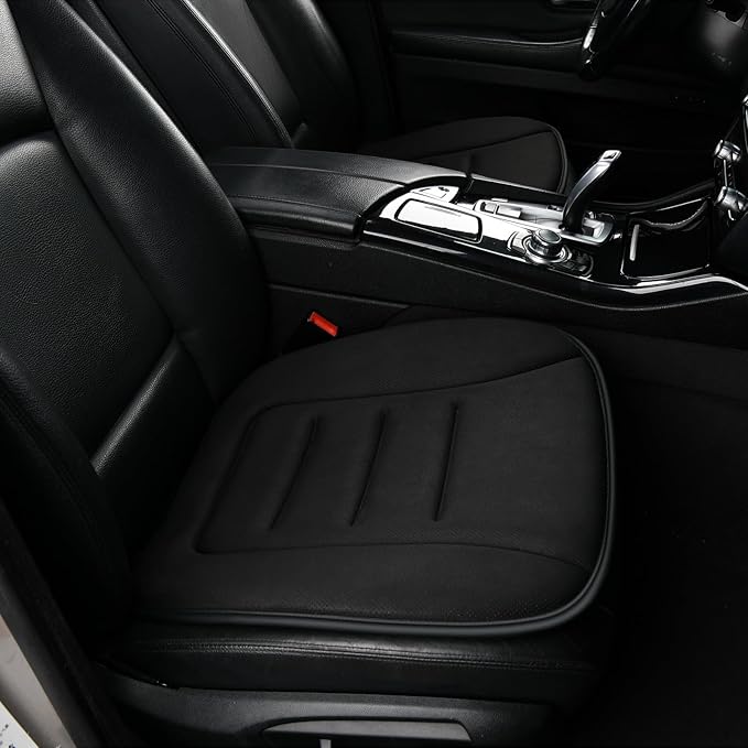 KAYI Car Seat Cushion, Memory Foam Car Seat Cushion, Anti Slip Rubber Bottom Car Seat Cushions for Driving, Suitable for Car and Office Chairs (2 Pack, Black)