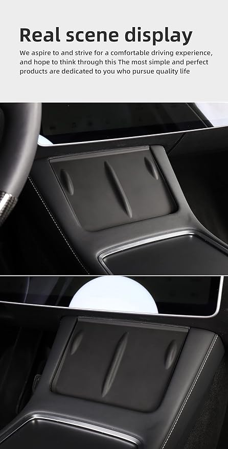 LUCKEASY Interior Accessories for Tesla model3 Model Y Central Control Wireless Charging Silicone pad Anti-Skid pad Model 3 2021（Black）