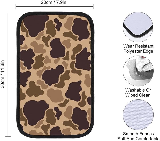 Duck Vintage Camouflage Car Center Console Decor Handrail Armrest Box Cushion Interior Covers Car Protector Pad Lid Cover Accessories for Auto Truck Vehicles