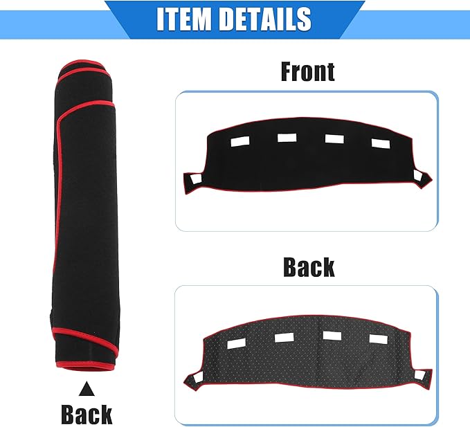Car Dashboard Cover Compatible for Dodge for Ram 2002-2005, Protective Polyester Red Center Console Interior Trim Dash Cover Mat Pad