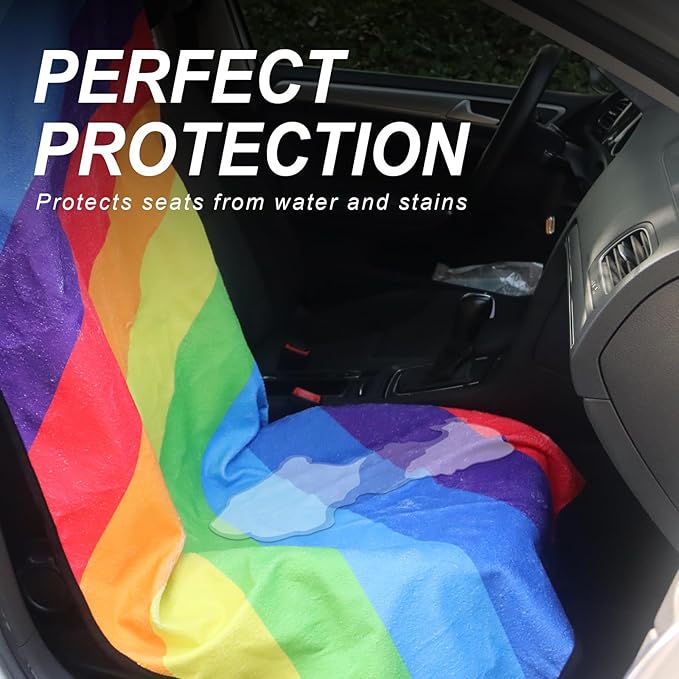 nbnhxnff Sweat Towel Car Seat Cover Protector Front Seats for Gym Workout, Running, Swimming, Beach and Hiking, Waterproof Universal Seat Cover for Car, Trucks, Van & SUV (Rainbow, 2pcs Front Seat)