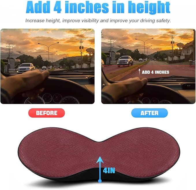 Car Seat Cushion, Memory Foam Auto Wedge Seat Pad, Comfort Low Back and Tailbone Sciatica Pain Relief Driving Pillow, Breathable Non Slip Orthopedic Support Pad (Red)
