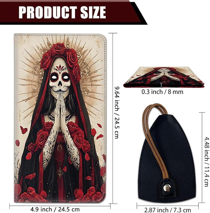 Car Registration Holder, PU Leather Vehicle Glove Box Organizer for Driver License, Document, Car Insurance Holder with Magnetic Shut, Auto Paperwork Wallet Case Accessories, Day Of The Dead Girl