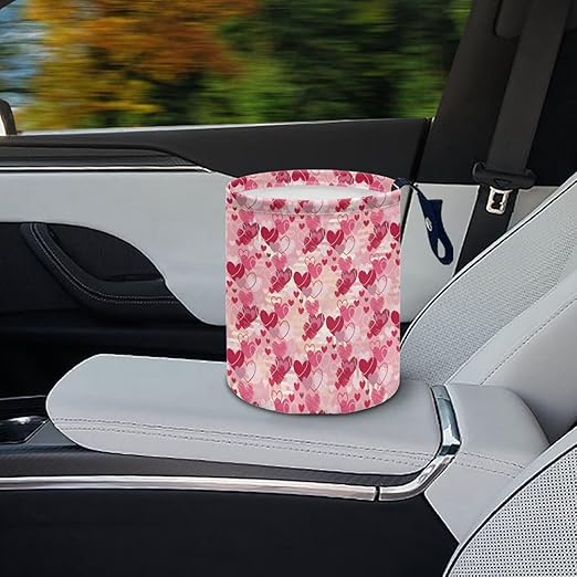 Car Trash Can Collapsible Auto Waste Basket Container with Adjustable Strap Waterproof Auto Storage Box Travel Accessories, Orange Hippie