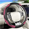 Carbon Fiber Car Steering Wheel Cover, 14.5-15 Inch Elastic Stretch Steering Wheel Guard, Sports Style Non-Slip Automotive Interior Accessories, Universal for Vehicles (Black/Wine Red)