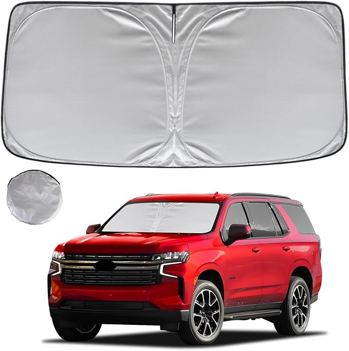 KAYZT Windshield Sun Shade for 2021-2025 2026 Che-vrolet/Chevy Tahoe Foldable Sunshade Front Window Custom Fit Car Accessories