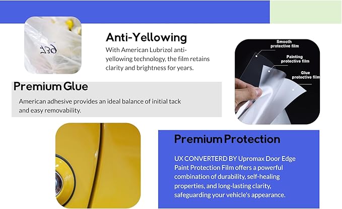 Ufilm Door Edge Protector PRE-Cut Guard Scratch Paint Protection Film with Strong American Glue Clear and Black Universal Car Truck (0.5 in x 25 ft)