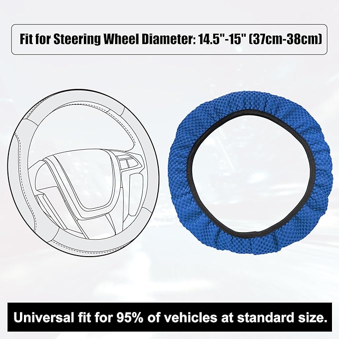 X AUTOHAUX Steering Wheel Cover Universal Elastic Stretch Antislip Breathable Microfiber Ice Silk Interior Trim Wheel Protector for Car Truck SUV Blue
