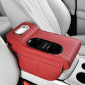 Car Armrest Box Mat, 5-in-1 Center Console Cover Cushion with Cup Holder Tissue Slot, Universal PU Leather Car Box Pad for Sedans Car Accessories Interior Organizers (Multi B02)