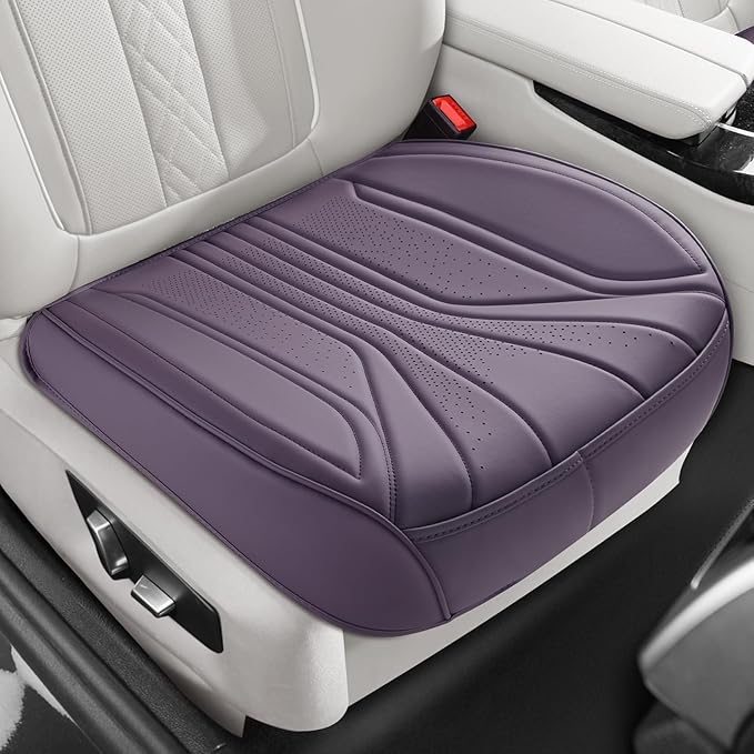 EQUIDEVDY 2 Pack Leather Bottom Car Seat Covers,Front Seat Covers for Cars,Driver Car Seat Cover,Luxury Faux Leather Seat Protectors,Full Wrap,Waterproof,for Most Vehicles,Sedan,SUV,Truck (Purple)