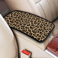 Leopard Car Center Console Cushion Pad Brown Cheetah Universal Armrest Seat Cover Protector Animal Comfortable Arm Rest Covers Car Decor Accessories Fit for Most Cars, Vehicles, SUV